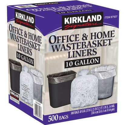 Kirkland Signature 13 Gallon 200 Ct Carton 100% recyclable Heavy Duty Drawstring Kitchen Trash Bags Garbage Bag,White