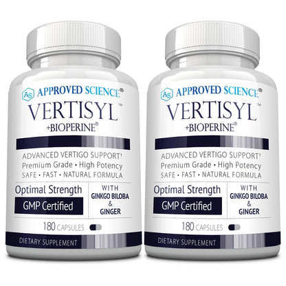 Approved Science VertiSyl - Ginkgo Biloba, Ginger, Vitamin D3, BioPerine - 60 Capsules - 1 Month Supply