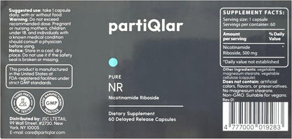 partiQlar NR Supplement - High Purity Nicotinamide Riboside Capsules - NAD+ Booster for Anti-Aging, Cellular Energy & Repair - Alternative to NMN - 60 Veggie Capsules