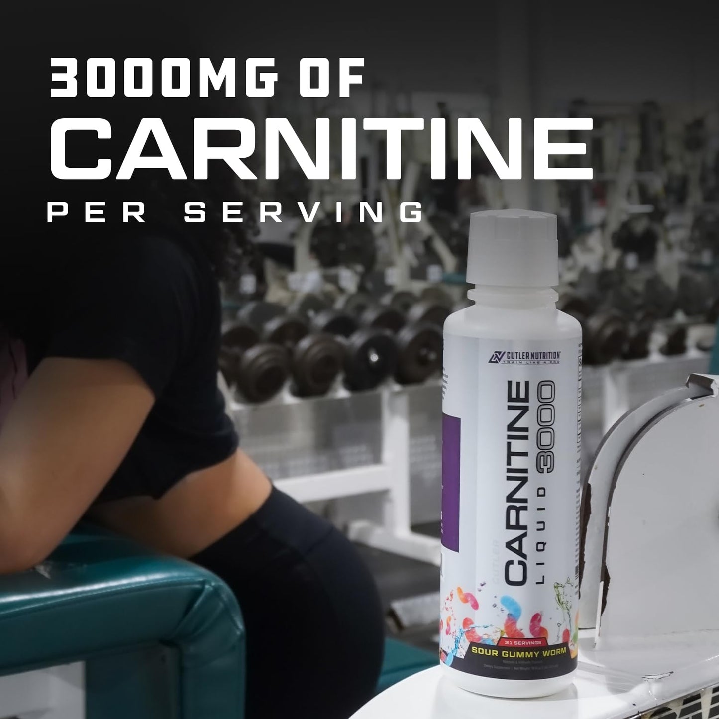 Cutler Nutrition Liquid L-Carnitine Fat Burner with Acetyl L-Carnitine | Sour Gummy Worm, 16 fl oz | Triple-Form Liquid with L-Carnitine Tartrate for Energy, Metabolism, Recovery and Workout Support