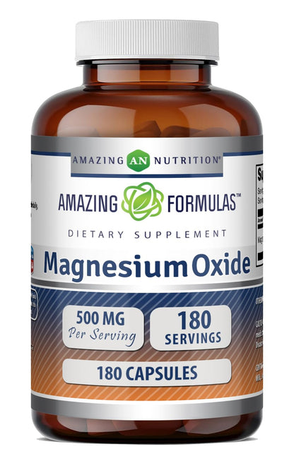 Amazing Formulas Magnesium Oxide Supplement | 500 Mg per Serving | 90 Capsules | Non-GMO | Gluten-Free | Made in USA