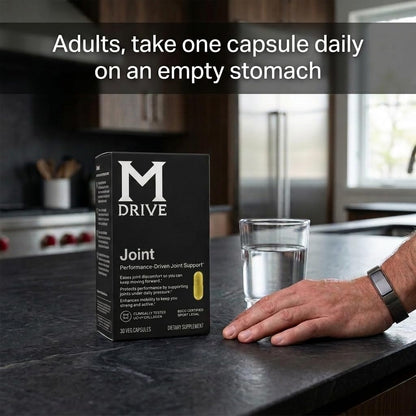 M Drive Men's Joint Support UC II Collagen Turmeric 30 Veg Capsules | Ease Discomfort Promote Flexibility Active Mobility Hyaluronic Acid Boswellia Bromelain Sport Legal Non GMO Gluten Free