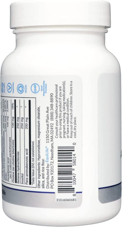 Equilife Activated B Complex Methylated Vitamin B Supplement, 60 Capsules | Biotin | Inositol | B12 & B6 | Supports Heart Health, Energy, Nervous System Function & Mood | Gluten Free | Vegan | Non-GMO