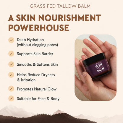 Ancestral Supplements Tallow Balm with Collagen, Face & Body, 2 oz | Whipped beef tallow for skin moisturizes face & body with vitamins A, D, E and K, plus an essential oil blend scent.