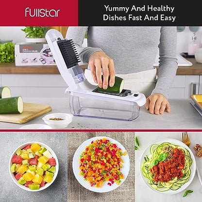 Fullstar Vegetable Chopper - Spiralizer Vegetable Slicer - Onion Chopper with Container