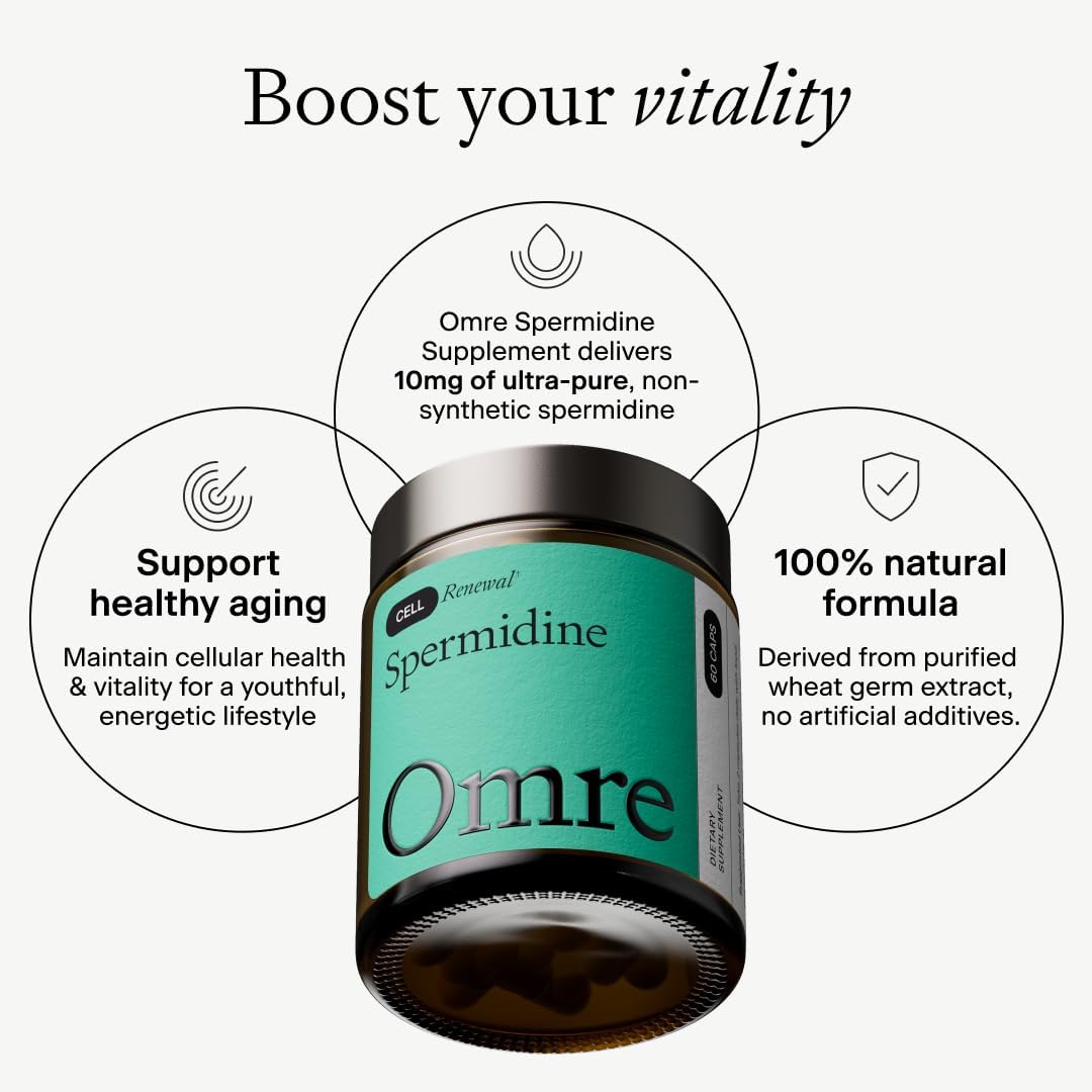 OMRE Spermidine Supplement (10mg of Non-Synthetic Spermidine) - 3rd-Party Tested 1000mg Wheat Germ Extract Standardized to No Less Than 1% - 10mg of Natural Spermidine per Serving
