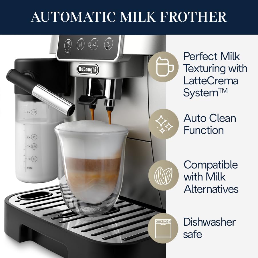De'Longhi Magnifica Start Automatic Espresso Machine, Milk Frother, Silver