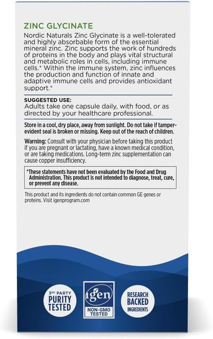 Nordic Naturals Zinc Glycinate 20mg, Highly Absorbable Supplements, 60Count | Highly absorbable zinc glycinate supports immune health & optimal wellness. Non-GMO, gluten-free, vegan. 60 servings.