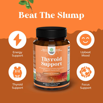 Natures Craft Herbal Thyroid Support Complex - Potent Kelp Iodine Supplement with L Tyrosine, Bladderwrack, Selenium & Ashwagandha for Hormone Balance - Mood & Energy Dietary Pills - 60 Count