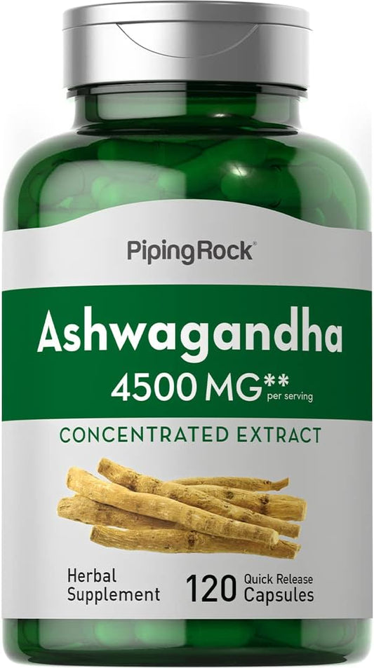 Piping Rock Ashwagandha Capsules | 120 Count | Herbal Supplement with Black Pepper Extract | for Women and Men | Non-GMO, Gluten Free