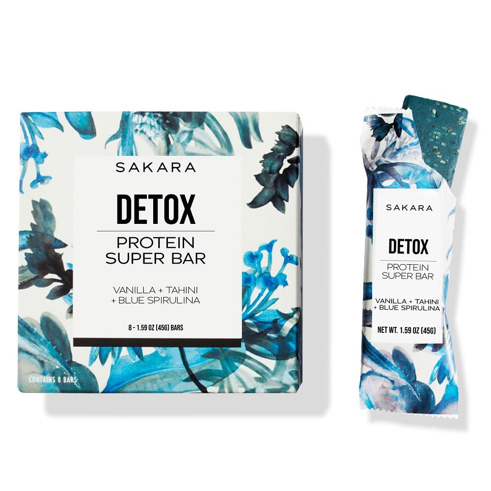 Sakara Detox Protein Super Bar - Tahini + Vanilla Clean Protein Bars, 13g Plant Based 