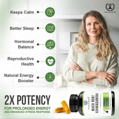 Maca Root 10,000 mg, Ashwagandha 6000mg Extract, Capsules for Men & Women
