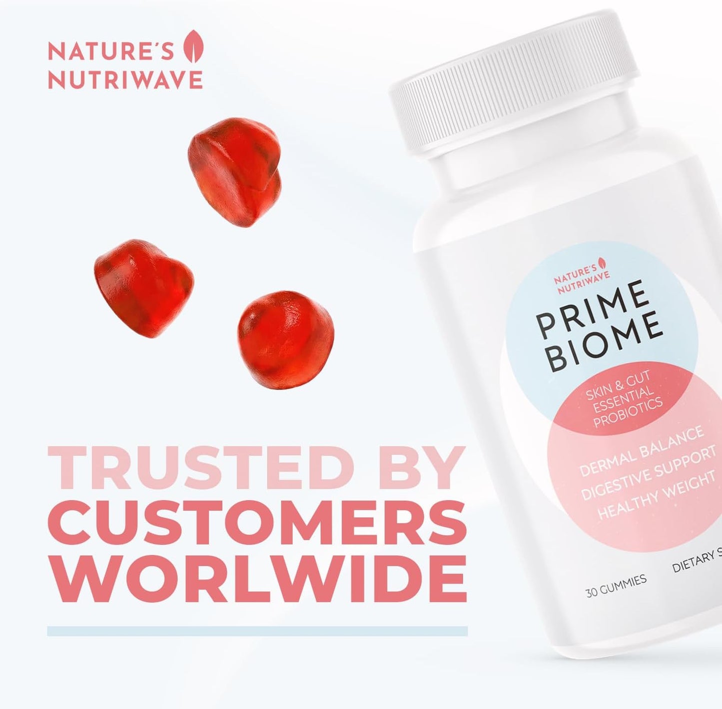 PrimeBiome Gummies – Inulin, Lion's Mane & Ginger – 30 Ct, 1 Month Supply | Prebiotic Inulin, Lion's Mane & Ginger | Non-GMO, No Stimulants, GMP Certified | Chewable daily gummy