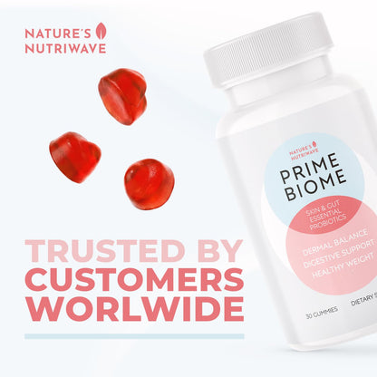 PrimeBiome Gummies – Inulin, Lion's Mane & Ginger – 30 Ct, 1 Month Supply | Prebiotic Inulin, Lion's Mane & Ginger | Non-GMO, No Stimulants, GMP Certified | Chewable daily gummy