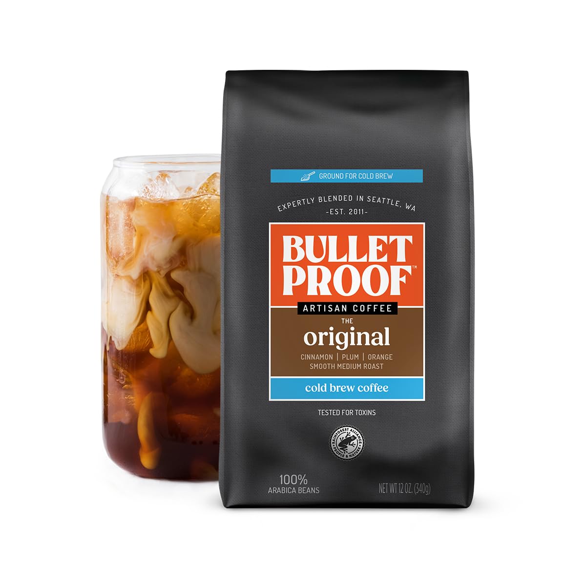 Bulletproof Original Medium Roast Ground Coffee,100% Arabica Coffee, Clean Coffee Tested for Toxins, Sustainably Sourced, 12 Ounces