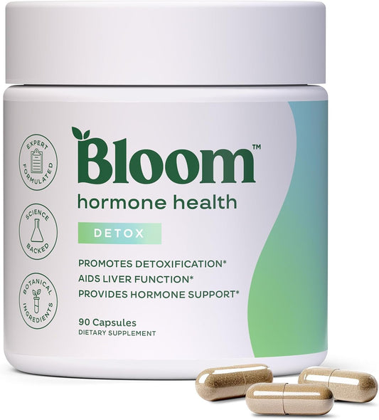 Bloom Nutrition Hormone Support Capsules for Women, Detox, 30 Servings | Cortisol Support, Menstrual Health, PMS Symptoms, Pomegranate Extract, Chaste Tree Berry & Dong Quai Root