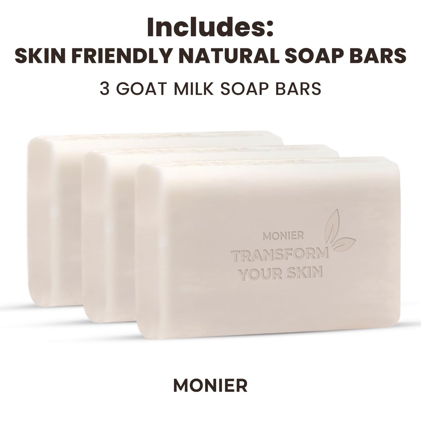 MONIER Goat Milk Soap Bar For Dry & Sensitive Skin - 100% Natural & Organic | Skin Care, Enriched With Shea Butter, Use On Face, Body & Hands, For Men, Women, Kids & Baby (Lavender, 3 Pack)