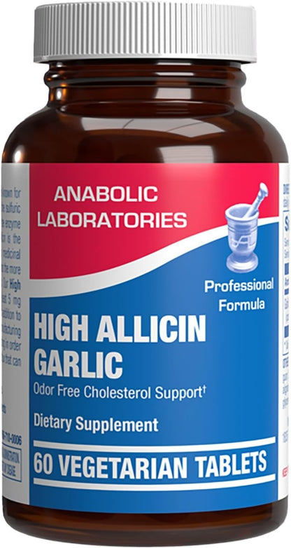 High Allicin Odorless Garlic Pills - Clinical Formula Allicin Supplement for Heart and Immune Support - Vegetarian Non-GMO & Made in The USA in cGMP Facilities - 60 Servings