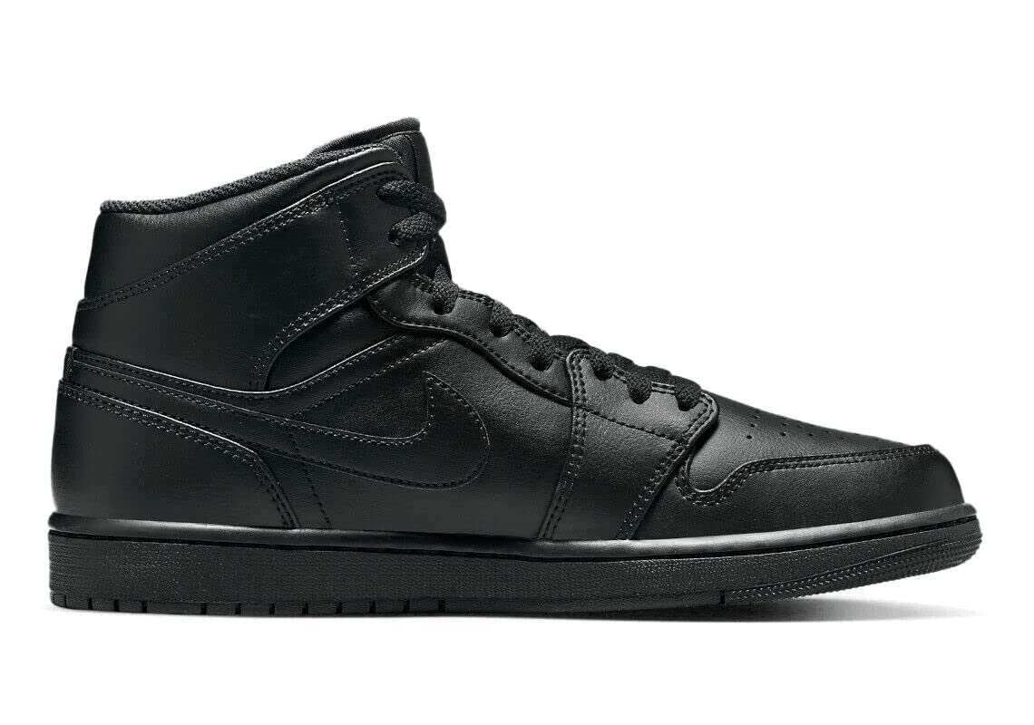 Black Air Jordan 1 Mid Trainers by Nike