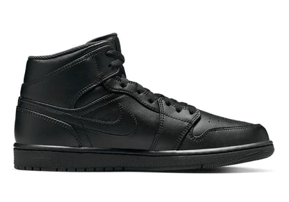 Black Air Jordan 1 Mid Trainers by Nike