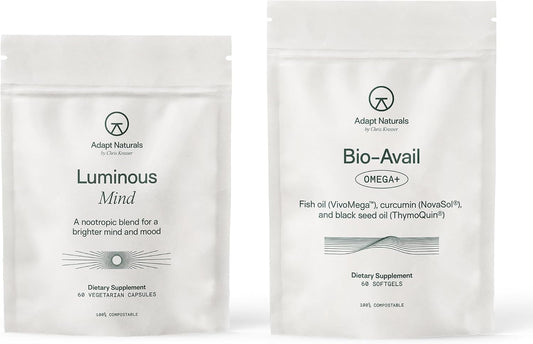 Adapt Naturals Brain & Body Wellness Bundle – Bio-Avail Omega+ Fish Oil & Luminous Mind Nootropic Supplement – 30-Day Supply