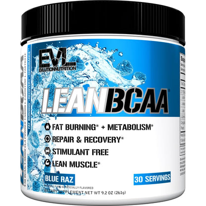 Stimulant Free Lean BCAA Powder - Evlution Nutrition BCAAs Amino Acids Powder with CLA Carnitine and 2:1:1 Branched Chain Amino Acids Supports Muscle Recovery Fat Burn and Metabolism - Fruit Punch