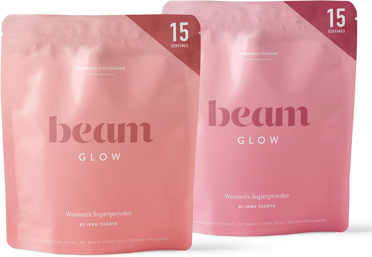 Beam Glow, Hormone Balance for Women, Strawberry Kiwi and Raspberry Bundle, Thyroid Support for Women, Natural Hormone Support Powder with Selenium and Bromelain, PMS Relief, Energy, Hair, Skin Health