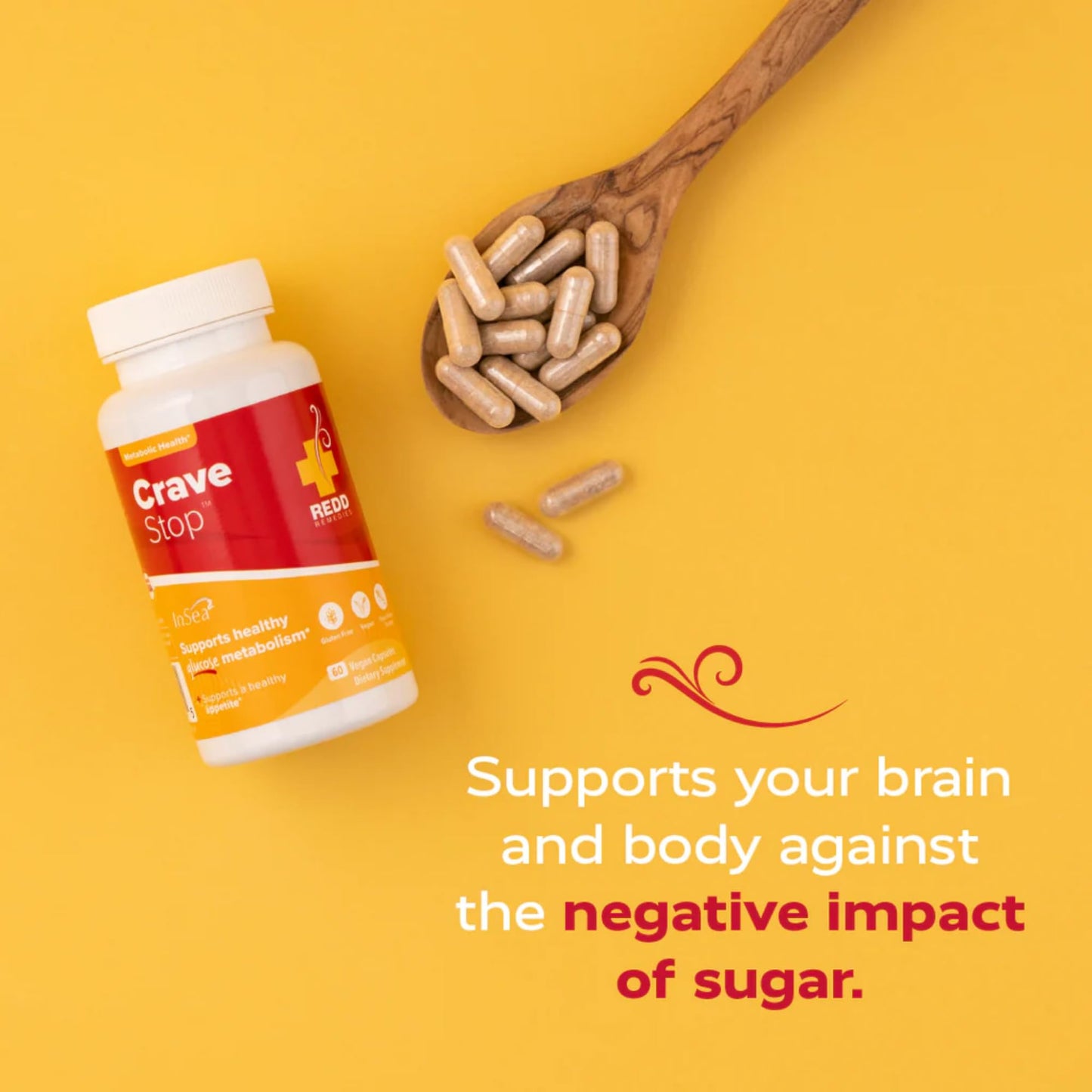 Redd Remedies Crave Stop, Helps Manage Sugar Cravings and Appetite, 60 Vegan Capsules