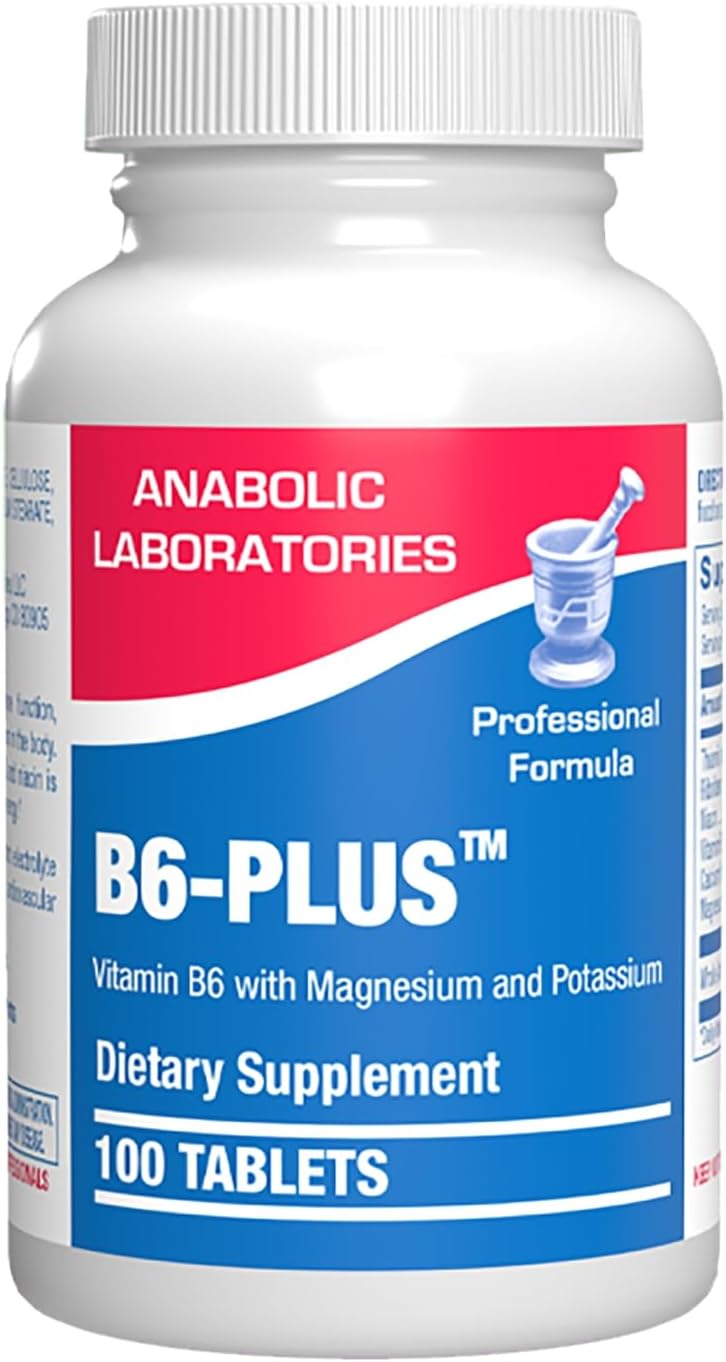 Calcium Magnesium B6 Supplement - Clinically Formulated Vitamin B6 50mg Complex for Energy Metabolism Krebs Cycle Heart Bone and Nerve Support with B1 B2 Niacin and Potassium (100 Servings)