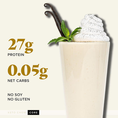 Keto Chow Chocolate CORE with Stevia Meal Replacement Shake Powder, 1 Meal