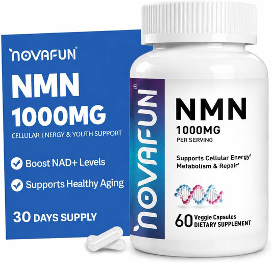 NMN 1000mg Supplement - 99.9% Purity Beta-Nicotinamide Mononucleotide for Men & Women - NAD+ Boost, Healthy Aging & Cellular Energy - 60 Veggie Capsules