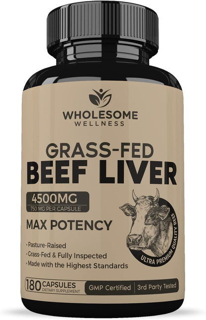 Grass Fed Desiccated Beef Liver Capsules (180 Pills, 750mg Each) + Whole Food Multivitamin for Men - Natural Multi Vitamins, Minerals, Organic Extracts Bundle