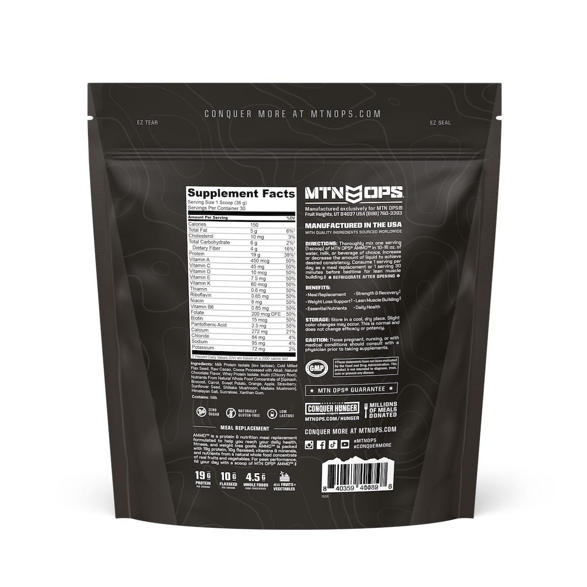 MTN OPS Ammo Meal Replacement Protein Powder, Peanut Butter Chocolate