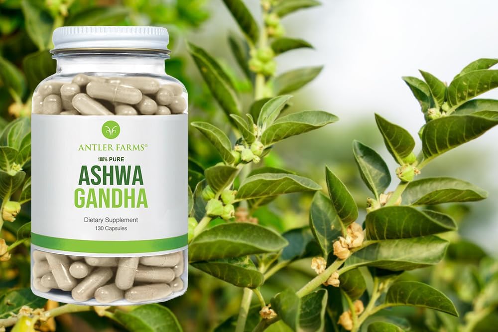 Antler Farms Ashwagandha Root & Extract - 130 Capsules, 1200mg | 100% Pure Organic Ashwagandha Capsules, Standardized to 5% Withanolides, Enhances Mental Performance, Energy, and Immunity