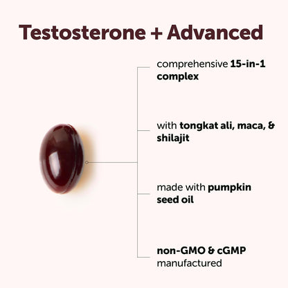 Micro Ingredients Testosterone+ Advanced for Men & Women, 240 Softgels | 15-in-1 Complex with Tongkat Ali, Horny Goat Weed, Shilajit, Maca & Saw Palmetto | Non-GMO