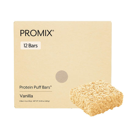 ProMix Nutrition Protein Puff Bars - Variety Pack - Vanilla, Chocolate, Strawberry, Blueberry - Marshmallow Crispy Treat - High Protein & Low Calorie - 12 Bars