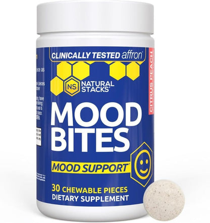 NATURAL STACKS Focus Bites & Mood Bites Bundle - Paraxanthine & Saffron Supplements - Supports Focus, Attention & Mood* - 60 Chewables