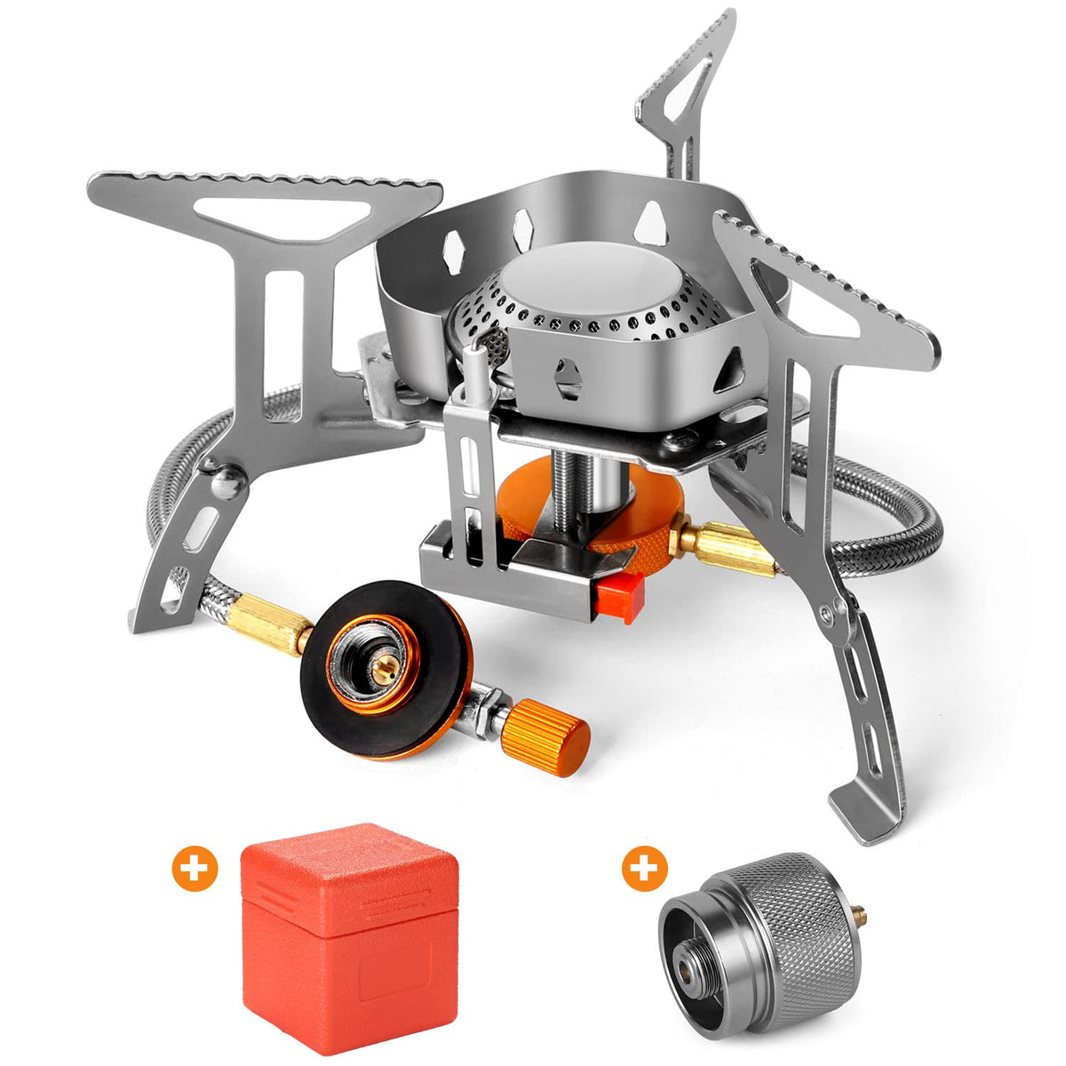 Odoland 3500W Windproof Camp Stove Camping Gas Stove with Fuel Canister Adapter