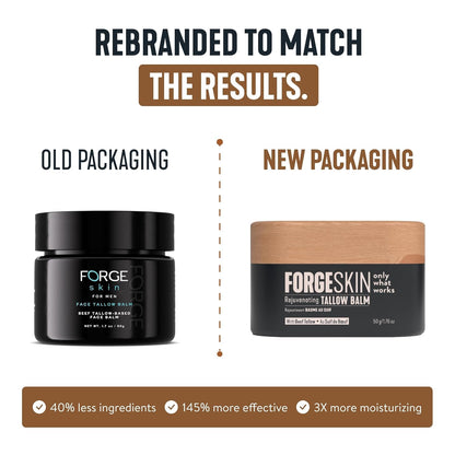 Forge Skin Face Moisturizer for Men Wrinkle Defense Beef Tallow Balm, 1.7oz | 100% grass-fed beef tallow, essential oils, paraben-free, no synthetic fragrance, minimizes look of fine lines, men 35+