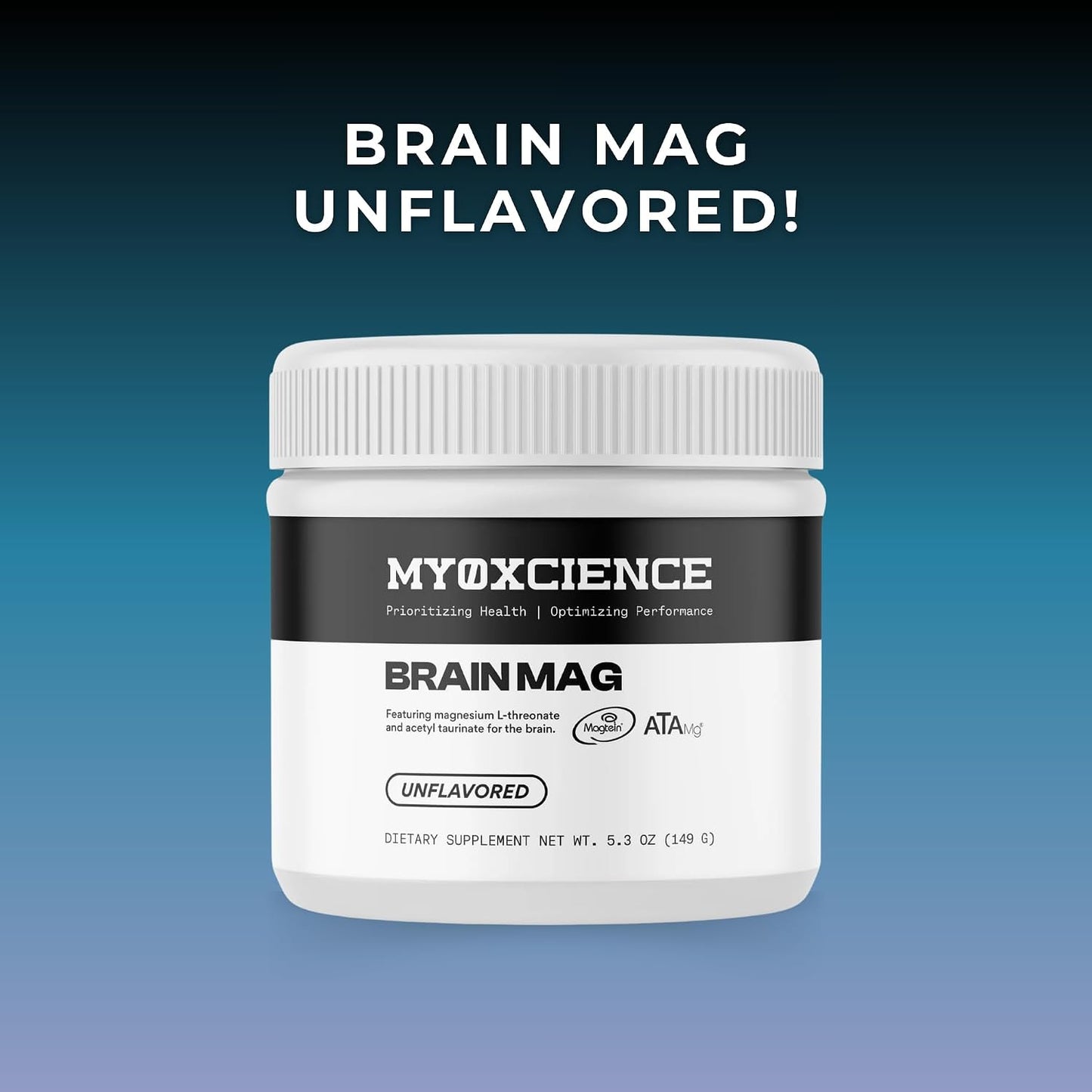 MYOXCIENCE Brain Mag | Magnesium L-Threonate Magtein & Magnesium Glycinate Powder (Unflavored) (60 Servings)