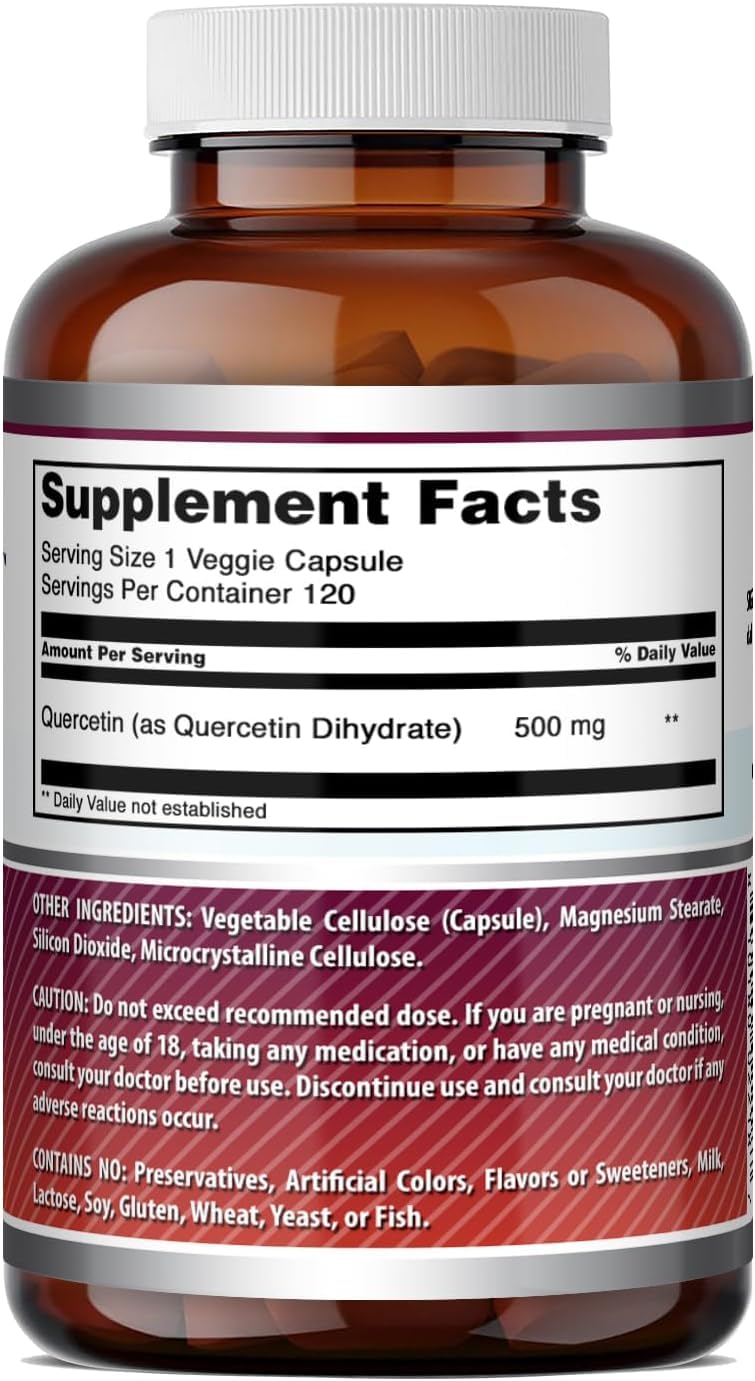 Amazing Formulas Quercetin 500mg Veggie Capsules Supplement | Non-GMO | Gluten Free | Supports Overall Health & Well Being (240 Count)