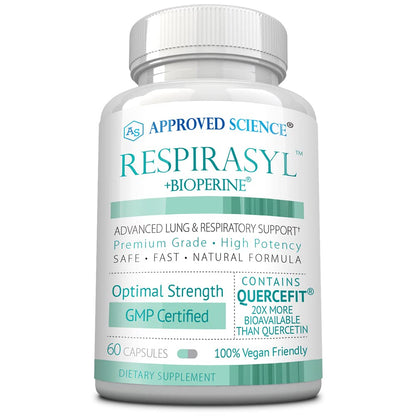 Approved Science® Respirasyl - Lung and Respiratory Support - with Quercefit, Vitamins A,C,D, BioPerine - 3 Month Supply - Made in the USA