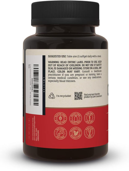 Live Conscious CoQWell - CoQ10 Heart, Brain, and Vascular Health Support, Coenzyme Q10 Ubiquinone - 60 Softgels - 60 Day Supply
