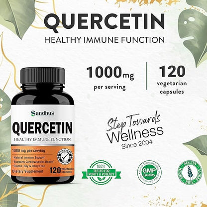 Sandhu's Quercetin 1000mg Per Serving 120 Count(Pack of 2) Vegetarian Capsules