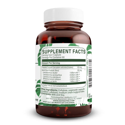Natural Nutra Probiotic Quattro, 50 Vegetarian Capsules | Advanced Probiotic Supplement, 4 Powerful Strains Including Lactobacillus Acidophilus, Bifidus, Supports Digestive