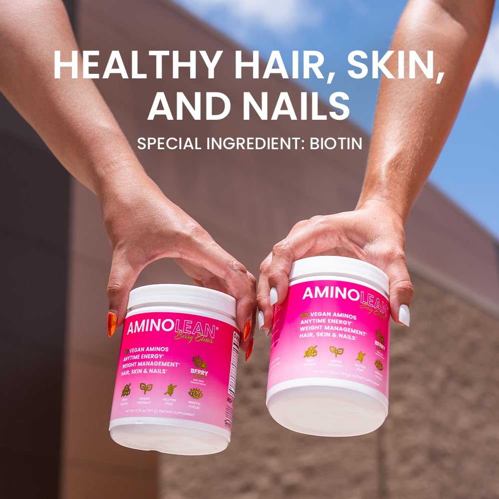 AminoLean Pre Workout Powder & Natural Amino Energy with Vegan BCAA + EAA | Jitter-Free Preworkout Energy from Green Tea + Amino Acids & Weight Management for Women & Men - Vegan, Zero Sugar, No Crash