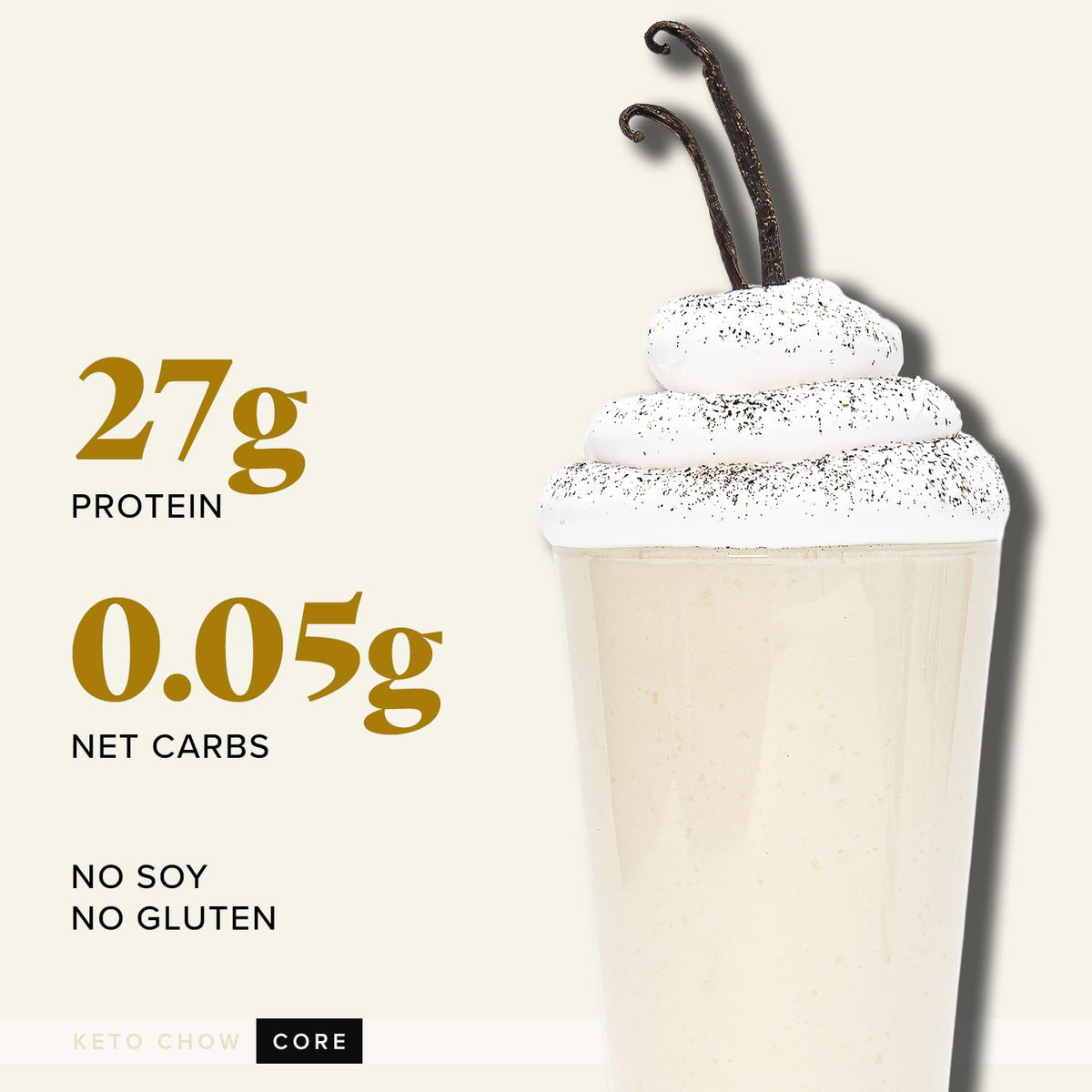 Keto Chow Chocolate CORE with Stevia Meal Replacement Shake Powder, 1 Meal
