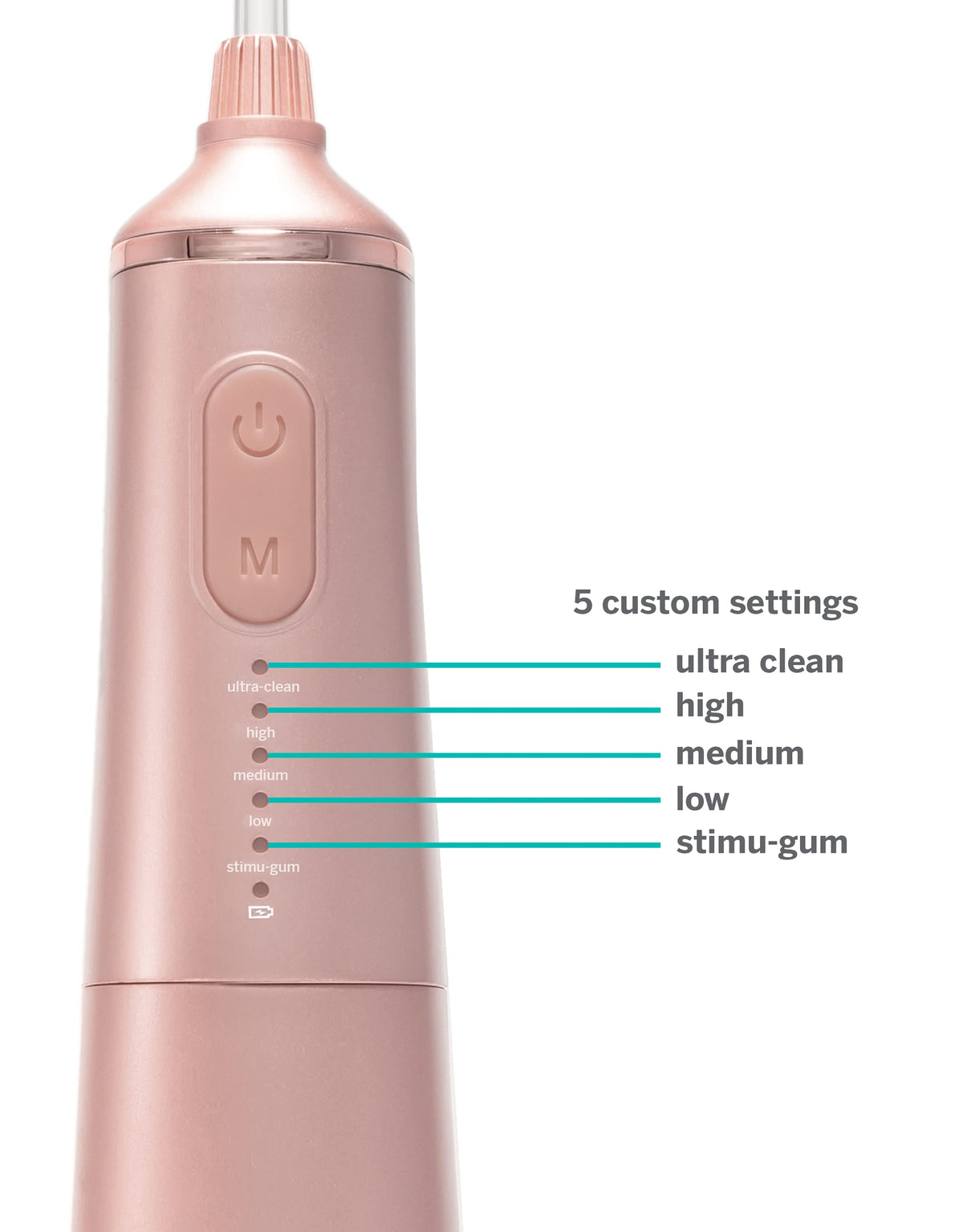 Supersmile Professional Zina Water Flosser, Silver, Rechargeable Cordless Water Flosser, 5 Cleaning Modes, Waterproof, Travel Friendly, Safe for Veneers & Braces