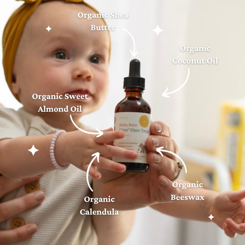 SPRIGS Baby Bear Gripe Water Drops, 2 Fl Oz | Natural Herbal Blend of Catnip, Fennel & Peppermint to Comfort Fussy Babies & Calm & Soothe the Digestive Tract | Support for Gas & Stomach Discomfort