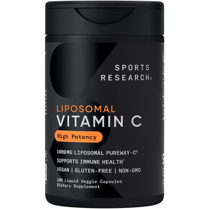 Sports Research High Potency Vitamin C Supplement - Vegan Veggie Capsules for Antioxidant Activity & Immune Support - Non-GMO Verified & Gluten Free - Ascorbic Acid Vitamin C 1000mg, 240 Count